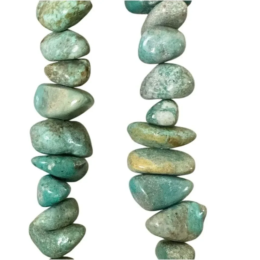 Sterling Silver Toggle Necklace w/ Turquoise Nugget Beads + Labradorite Pendant